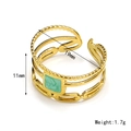 18K gold plated multi-layer chain ring with green gemstone and size measurements - Gold Green Enamel