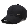 Klassieke zwarte katoenen honkbalpet met Sports-metalen logo voor zonbescherming - Verstelbaar / Zwart