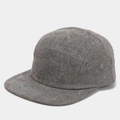 Detail view of the gray felt fabric and clean stitching on a 5-panel baseball cap - Adjustable / Marl Grey
