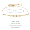 Detail view of gold-plated stainless steel bracelet showing 17cm length and zircon charms - Geometric Zircon Fine Chain/SB22101513
