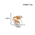 Minimalist golden leaf open ring in stainless steel with textured foliage design - MN346-Gold (Crossover Leaves)