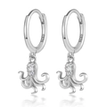 S925 Sterling Silber Oktopus Ohrringe mit funkelndem Mikro-Pavé aus Zirkonia Steinen - 925er Silber / Weißgold