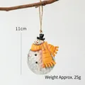 Hand-painted tin snowman Christmas ornament with orange scarf and hanging rope, 11cm height - Snowman with Yellow Scarf
