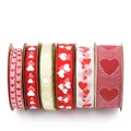 Set of six red and pink heart pattern ribbons for Valentine's Day gift wrapping - Set 1-Various Heart Pattern Mix-5m/Style