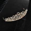 Elegant gold bridal tiara with clear rhinestones for weddings and princess events - Style 4