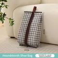 Houndstooth shoe storage bag with zipper and handle for sneakers 20x40cm - Flat Houndstooth Shoe Bag