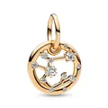 Round zodiac star charm in gold finish with sparkling cubic zirconia inlay - Sagittarius