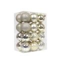Assorted gold and silver Christmas ball ornaments in a clear 16-piece storage box - Champagne