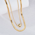 Collana a doppio strato dorata con stelle e lune e catena a serpente dal design chic - Stile Forma Luna Stella (N2139-wjx)