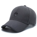 Dunkelgraue Cord-Baseballkappe für Herren mit Kronen-Wappen-Patch und Textur-Finish - Verstellbar / Hellgrau