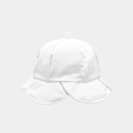 Dettaglio cappello a secchiello in cotone bianco con tesa a petalo e passante superiore - M (56-58cm) / Bianco