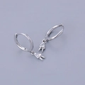 Detailed close-up of S925 sterling silver hoop earrings with victory hand gesture pendants - Peace Gesture Earrings-Platinum Silver