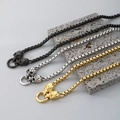 Hip hop skull square box chain necklace for men in black, silver, and gold finishes - Skull Alien / Steel