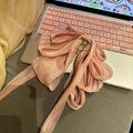 Elegant oversized hair claw clip with pink shimmering floral chiffon bow and ribbon - Draped Pink