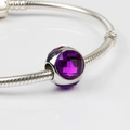 Bracciale a catena serpente d'argento con perla di cristallo viola sfaccettata e chiusura - Viola/04