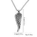 Silver punk wing pendant necklace with vintage finish and dimensions details - Single Wing + 50cm Chain