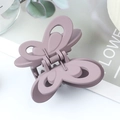 Elegant purple butterfly hair claw clip with matte finish and hollow-out wing design - Rubber Purple Pink