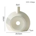 Modern off-white circular ceramic vase with hollow center and ribbed texture - Abstract Ribbed Vase 2181-2 Off-White