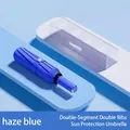 Haze blue folding sun umbrella with double keel structure and UPF 50+ UV protection - 16-Rib Fully Automatic Dual-Use / Light Blue Frame Orange Gradient Aviator