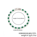 Silver-finish bracelet with green and white round-cut stones and 17cm length details - Green/White
