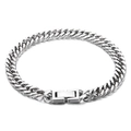 Elegantes silbernes Panzerarmband aus Edelstahl mit einem sicheren Kastenverschluss - 18cm / Schnittkante Doppelt gewebte Kette (7 mm breit)