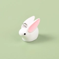 Mini resin white rabbit charm with metal loop for DIY cartoon jewelry and keychains - Rabbit