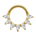 Gold stainless steel clicker ring featuring seven pear-cut marquise zircon stones - 1.2x8mm / Style 5-Gold