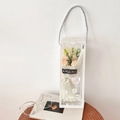 Artificial carnation bouquet in transparent gift box with silver handle and bow - Carnation Champagne With Gift Box