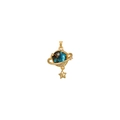 Golden planet necklace with blue cosmic stone sphere and sparkling star pendant - Starry Universe Pendant A