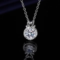 Silver swan necklace with a large round cubic zirconia pendant and mirror reflection - Xl-157 [with Cross Chain]