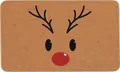 Detail of Christmas reindeer doormat with non-slip texture and festive cartoon design - 40*60cm / Christmas Decor-Brown Loop Deer