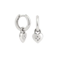 S925 sterling silver heart lock earrings with detachable starburst zirconia pendants - 28-Silver Heart Starburst