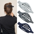 Set of 3 large oval hollow hair claws in grey, dark grey, and navy blue resin - Set 36 (Pack of 3)