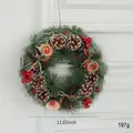 30cm Christmas wreath with pine needles, cones, berries and bow on white door - 30CM Pinecone Style