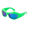 Y2K punk cycling sunglasses in neon green with blue-purple gradient mirror lenses - C20 Bright Green with Green Film