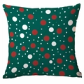 Dark green throw pillow cover featuring festive red and white polka dot pattern design - Dark Green Red White Polka Dots (CDR354-9) / 45x45cm Single-sided No Insert