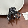 Glossy black acetate hair claw clip with subtle glitter and rhinestone accents - Iridescent Black Hair Claw