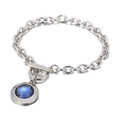 Bracelet en acier titane avec pendentif cristal bleu et fermoir à bascule OT - Style Chaîne Argentée Strass Bleu (KB162167-Z)