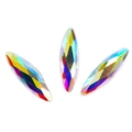 Three AB color crystal navette rhinestones with iridescent faceted finish for DIY nail art - 3x11mm Navette Textured AB