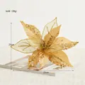 Champagne gold 30cm artificial poinsettia Christmas tree flower with glitter petals - Gold