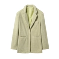 Casual damesblazer in mintgroen van gestructureerde wolmix met een enkele knoop - S / Muntgroen