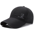 Casquette de baseball noire à découpe laser avec maille respirante et large bord renforcé - Réglable / Noir