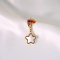 Gold star earring with heart diamond inlay and mother of pearl texture finish - Heart Rhinestone Mother of Pearl Texture Star Pendant