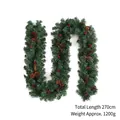 Ghirlanda natalizia da 270cm con pigne e bacche rosse, peso 1200g per decorazioni festive - Ghirlanda di Frutta a Squame 2.7M