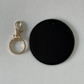 Custom black faux leather round keychain with golden metal swivel hook and ring - Unassembled (DIY Set) / Black