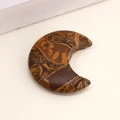 Natural crescent moon pendant in dark brown agate stone for DIY jewelry making - Gold Silk Jade 1