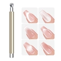 Champagnegouden cat eye magneetpen voor nagels met zes verschillende magnetische effecten - Dubbelzijdige Magneetstick 01 / Champagnegoud