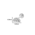 Silver rainbow cartilage stud with clear zircons and flat back labret design - Rainbow (0155-4#) / Silver