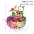 Gradient pumpkin glass nail crystal cup with gold bird lid and floral details - Colorful Pumpkin Crystal Cup