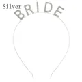 Diadema de novia plateada con letras BRIDE de diamantes para accesorios de cabello - Plata-BRIDE